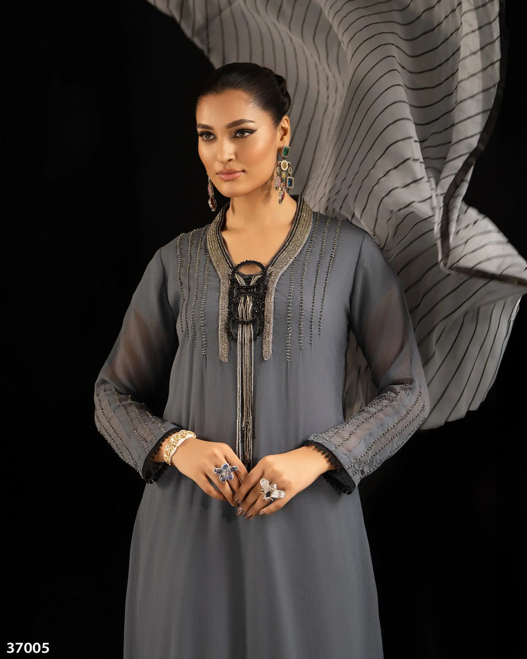 3 Piece Chiffon Suit | 37005-HM-CF - Sha Posh Textile