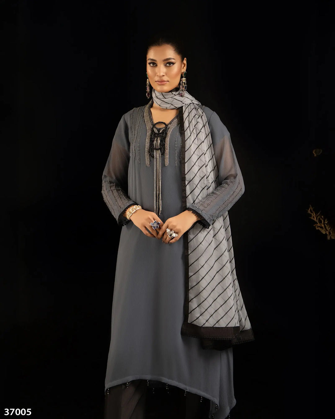 3 Piece Chiffon Suit | 37005-HM-CF - Sha Posh Textile