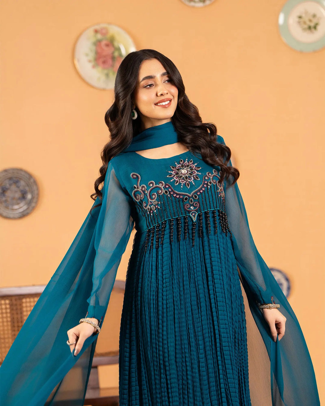 3 Piece Chiffon Suit | 37006-HM-CF - Sha Posh Textile