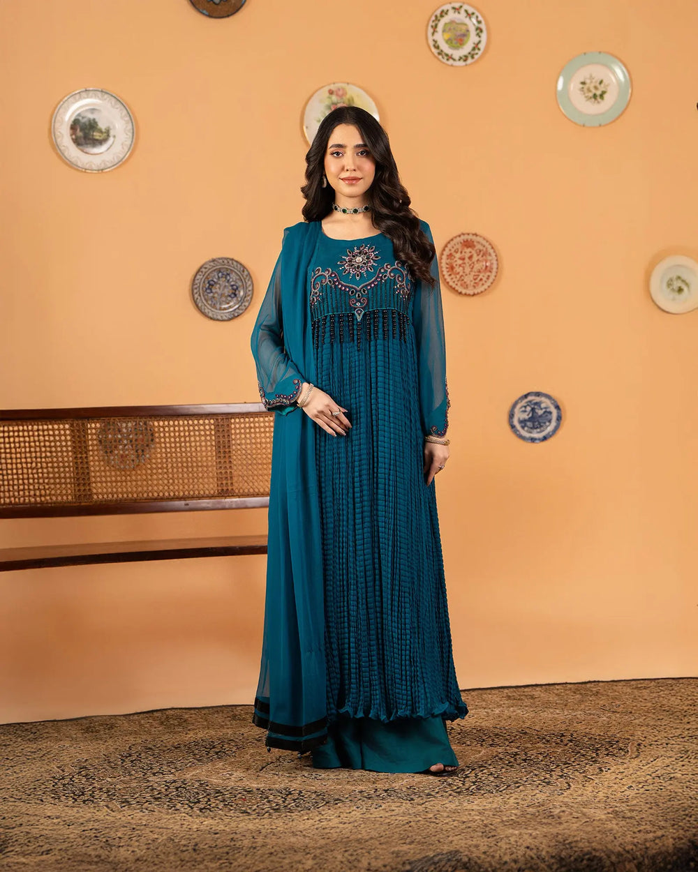 3 Piece Chiffon Suit | 37006-HM-CF - Sha Posh Textile