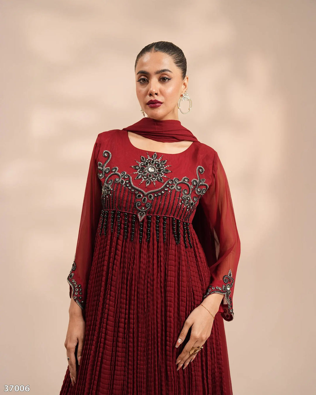3 Piece Chiffon Suit | 37006-HM-CF - Sha Posh Textile