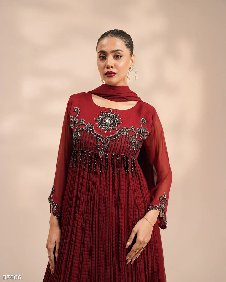 3 Piece Chiffon Suit | 37006-HM-CF - Sha Posh Textile