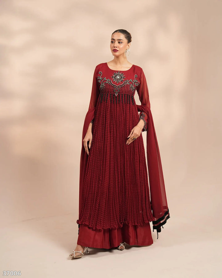3 Piece Chiffon Suit | 37006-HM-CF - Sha Posh Textile