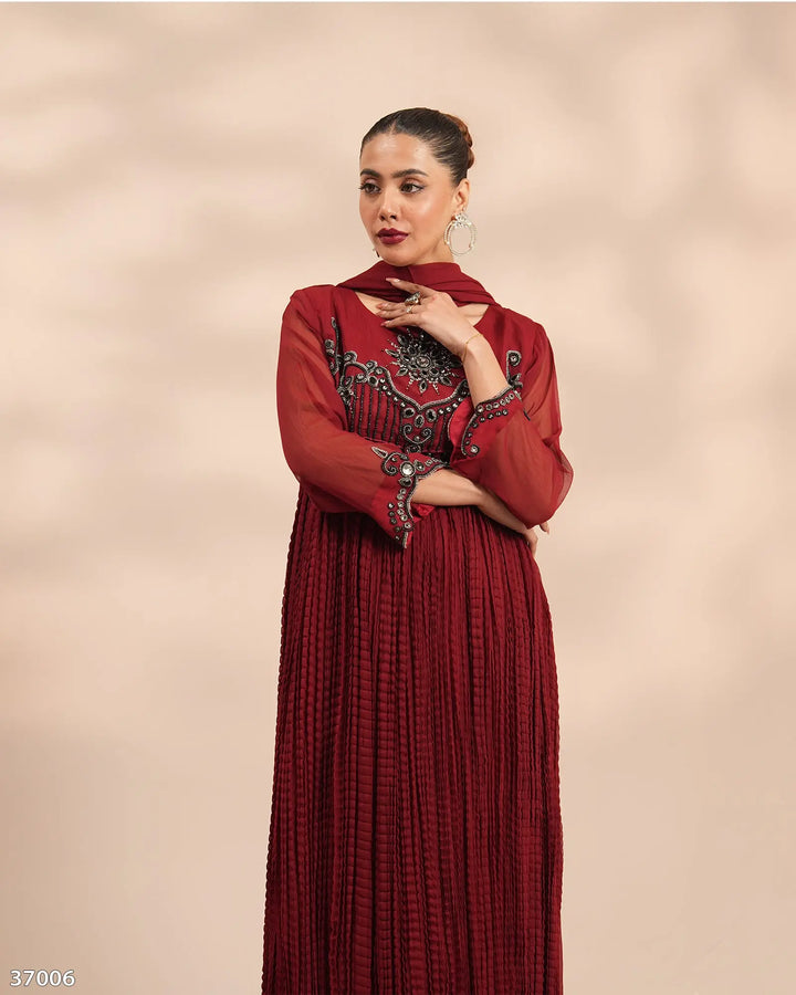 3 Piece Chiffon Suit | 37006-HM-CF - Sha Posh Textile