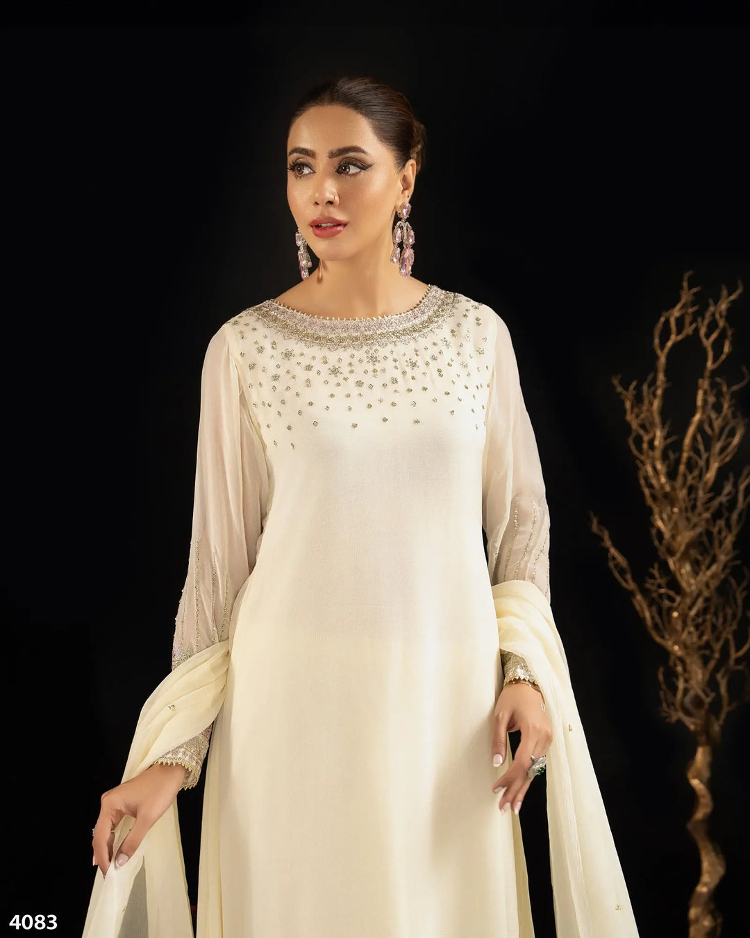 3 Piece Chiffon Suit | 4083-SJ-CF Sha Posh Textile