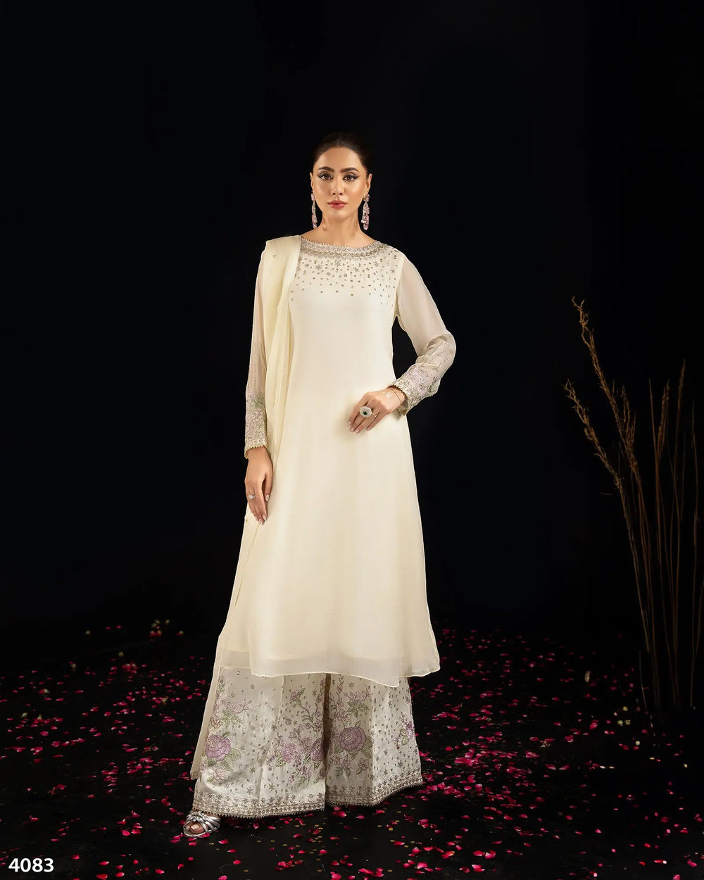 3 Piece Chiffon Suit | 4083-SJ-CF Sha Posh Textile