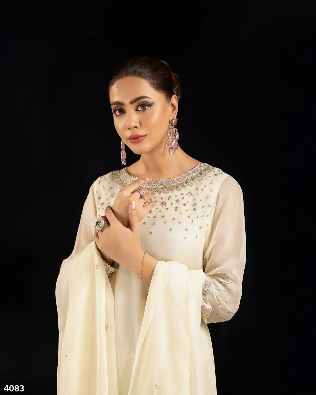3 Piece Chiffon Suit | 4083-SJ-CF Sha Posh Textile