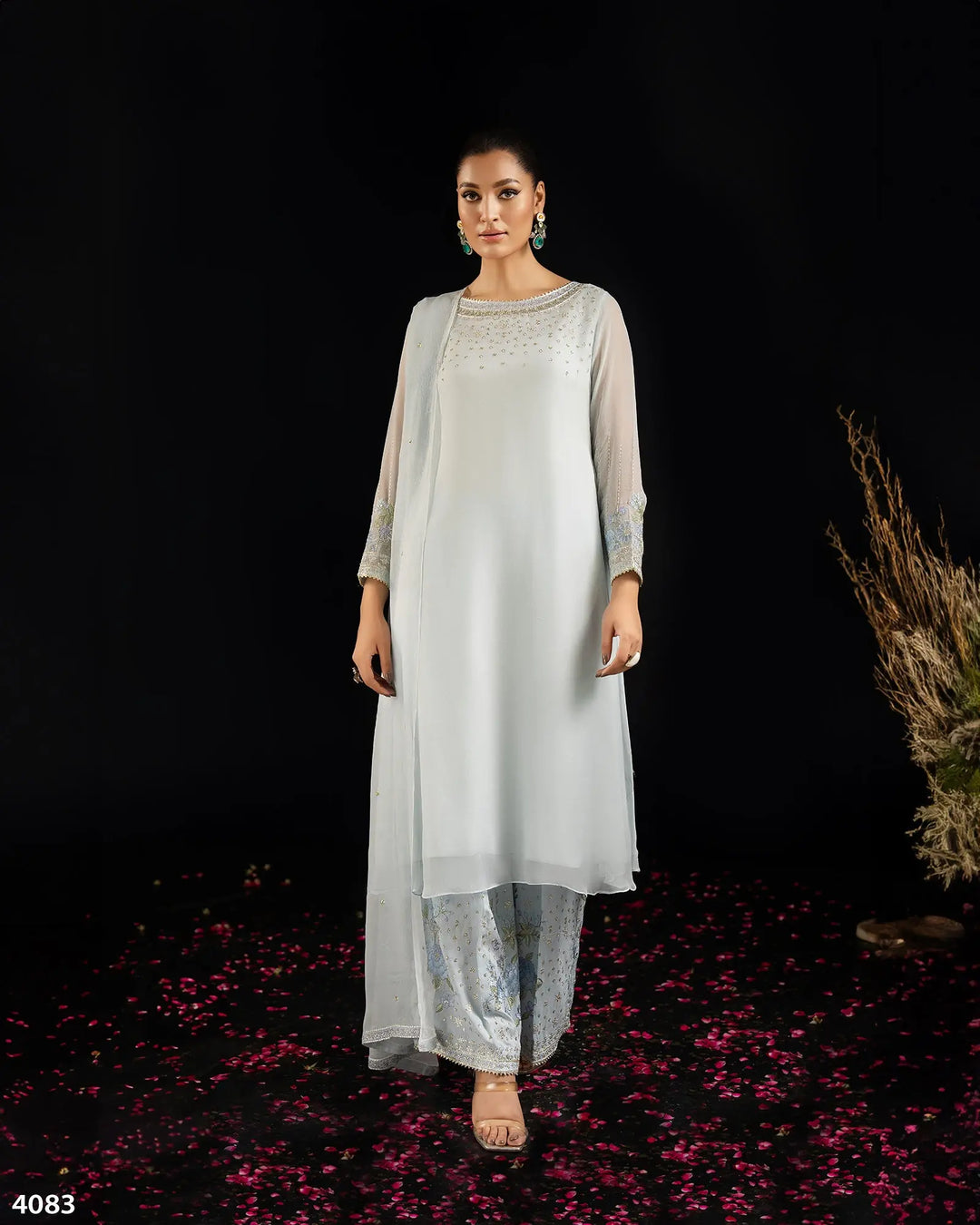 3 Piece Chiffon Suit | 4083-SJ-CF Sha Posh Textile
