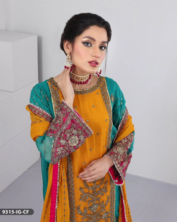 3 Piece Chiffon Suit | 9315-IG-CF Sha Posh Textile