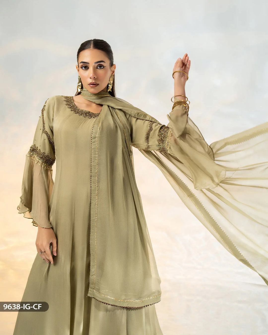 3 Piece Chiffon Suit | 9638-IG-CF - Sha Posh Textile