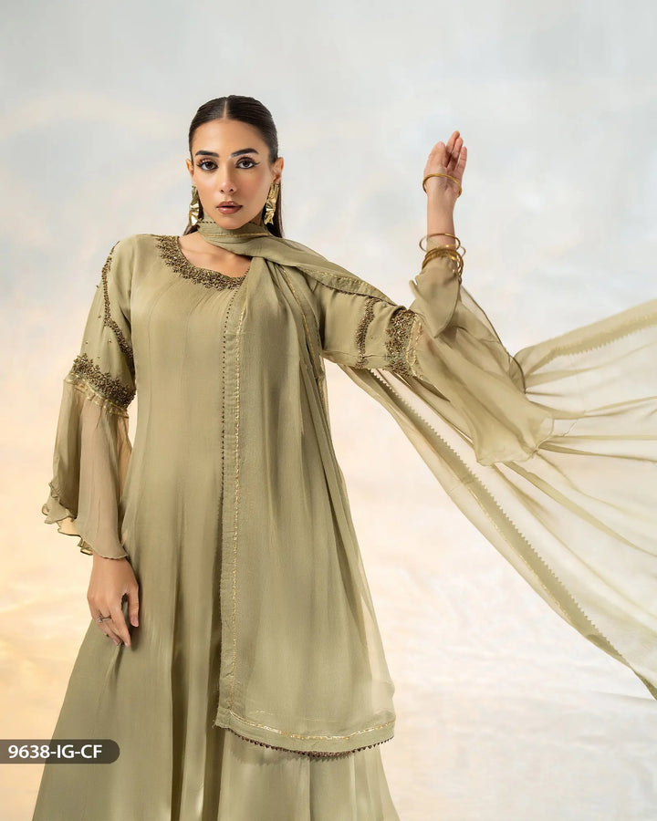 3 Piece Chiffon Suit | 9638-IG-CF - Sha Posh Textile