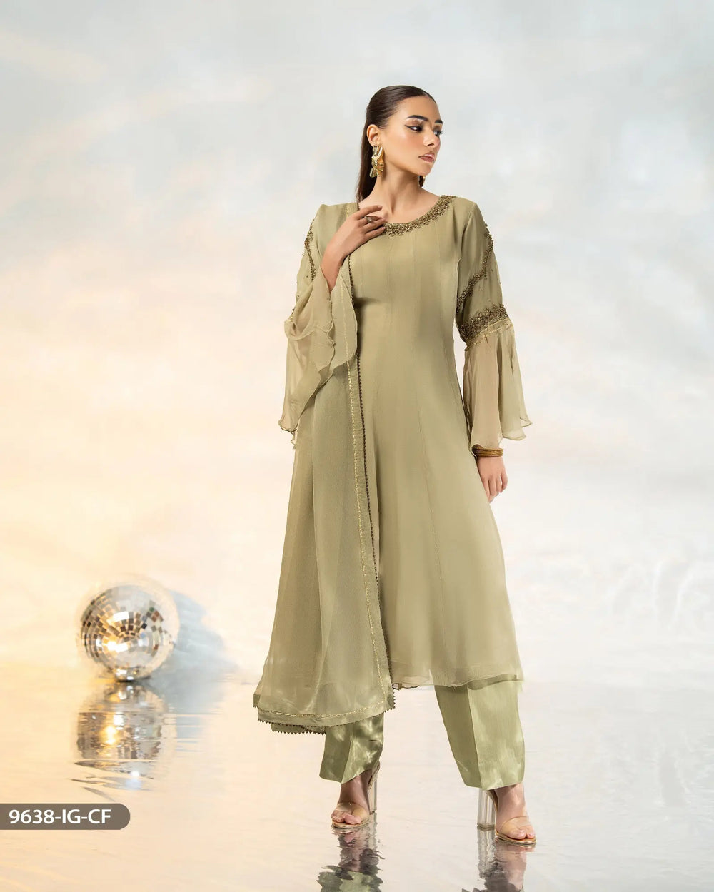 3 Piece Chiffon Suit | 9638-IG-CF - Sha Posh Textile