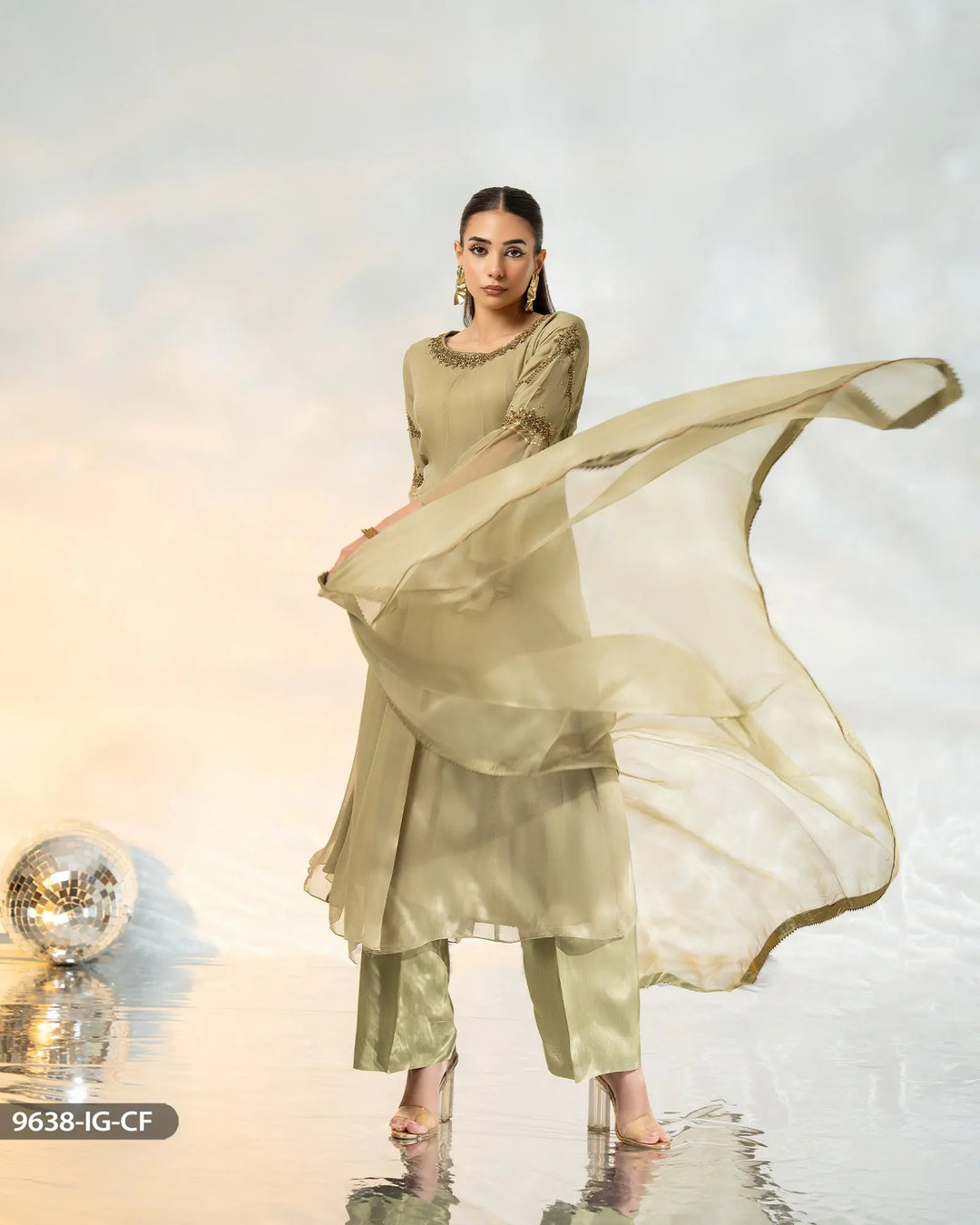 3 Piece Chiffon Suit | 9638-IG-CF - Sha Posh Textile