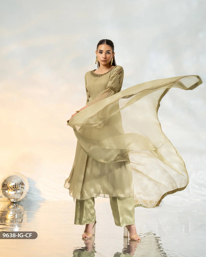 3 Piece Chiffon Suit | 9638-IG-CF - Sha Posh Textile