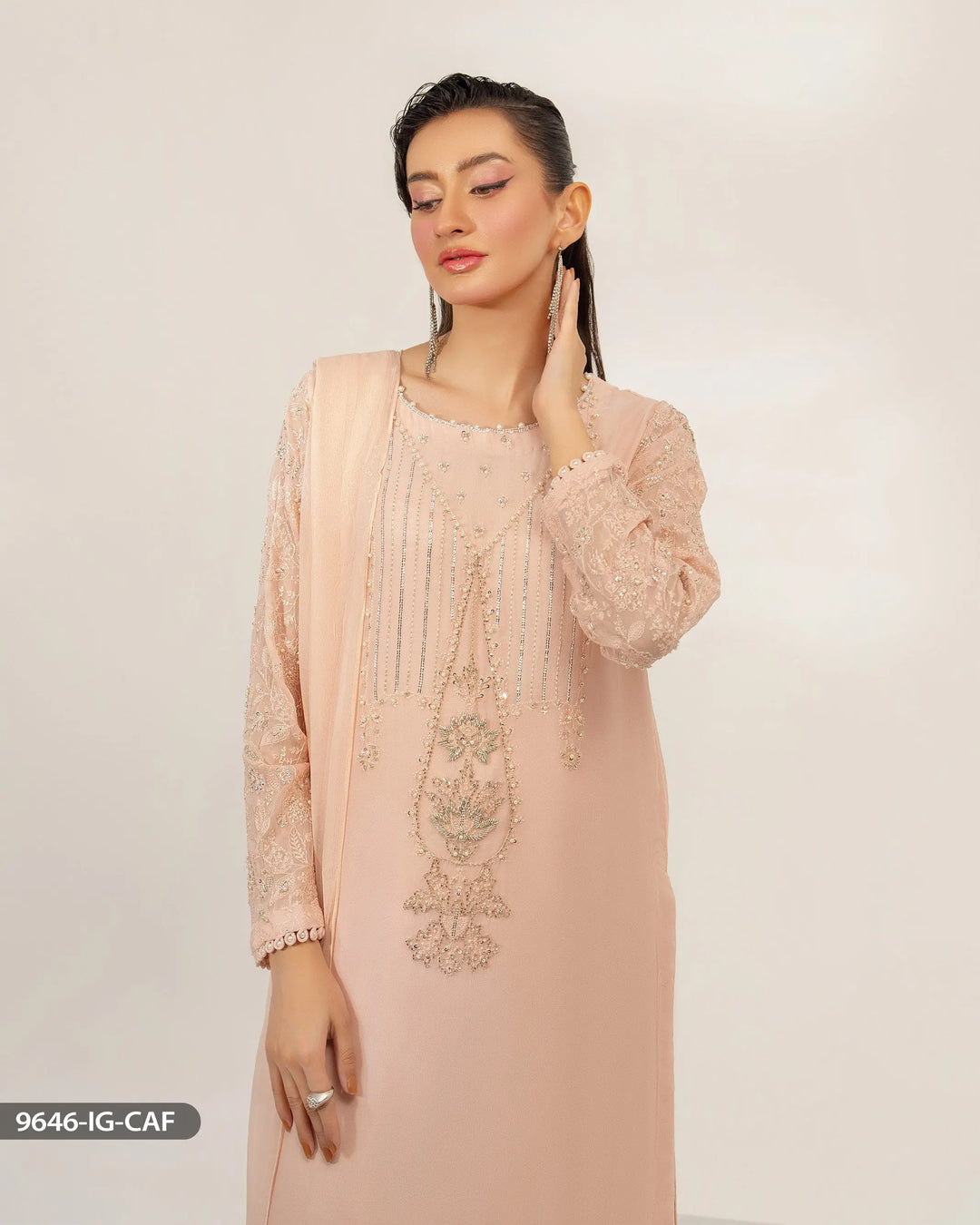 3 Piece Chiffon Suit | 9646-IG-CF - Sha Posh Textile