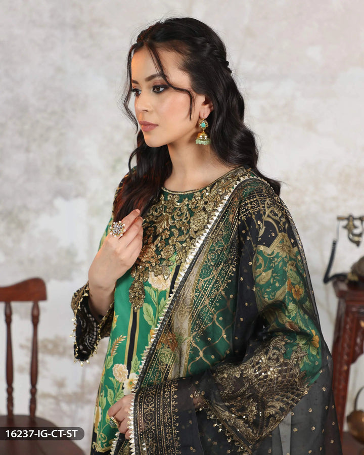 3 Piece Cotton Satin Suit | 16237-IG-CT.ST - Sha Posh Textile