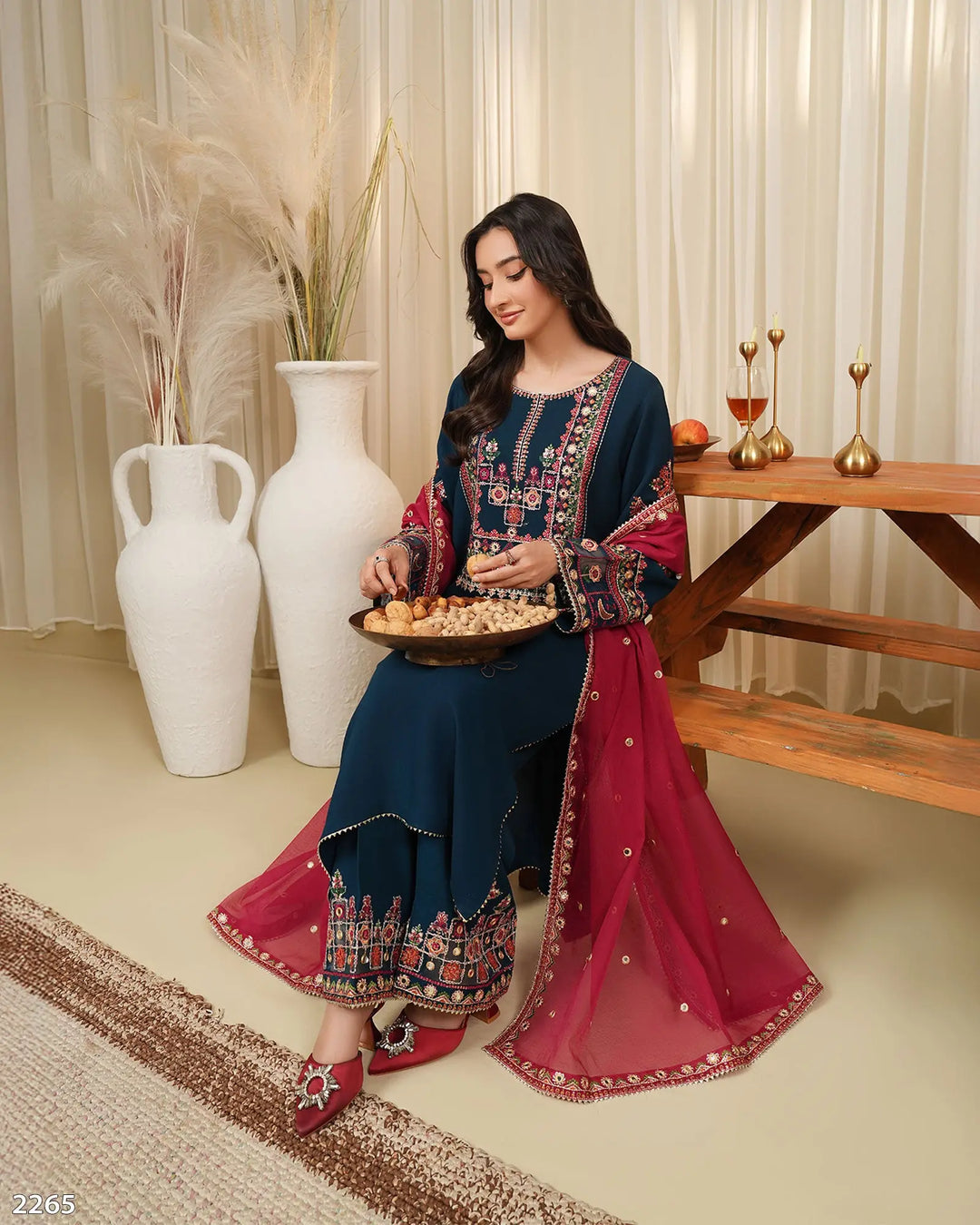 3 Piece Crepe Suit | 2265-AF-CRP - Sha Posh Textile
