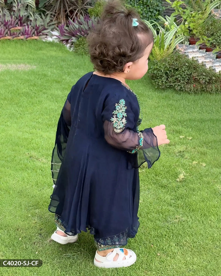 3 Piece Embroidered Chiffon Suit | 4020-SJ-CF Sha Posh Textile
