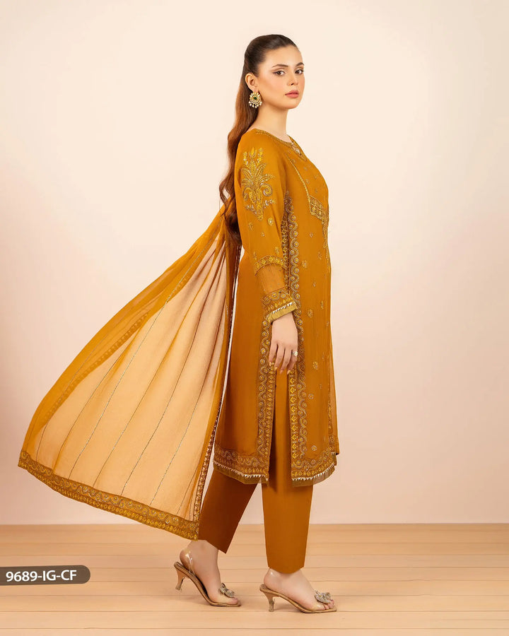 3 Piece Embroidered Chiffon | 9689-IG-CF - Sha Posh Textile