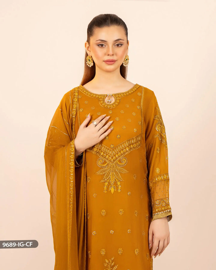 3 Piece Embroidered Chiffon | 9689-IG-CF - Sha Posh Textile