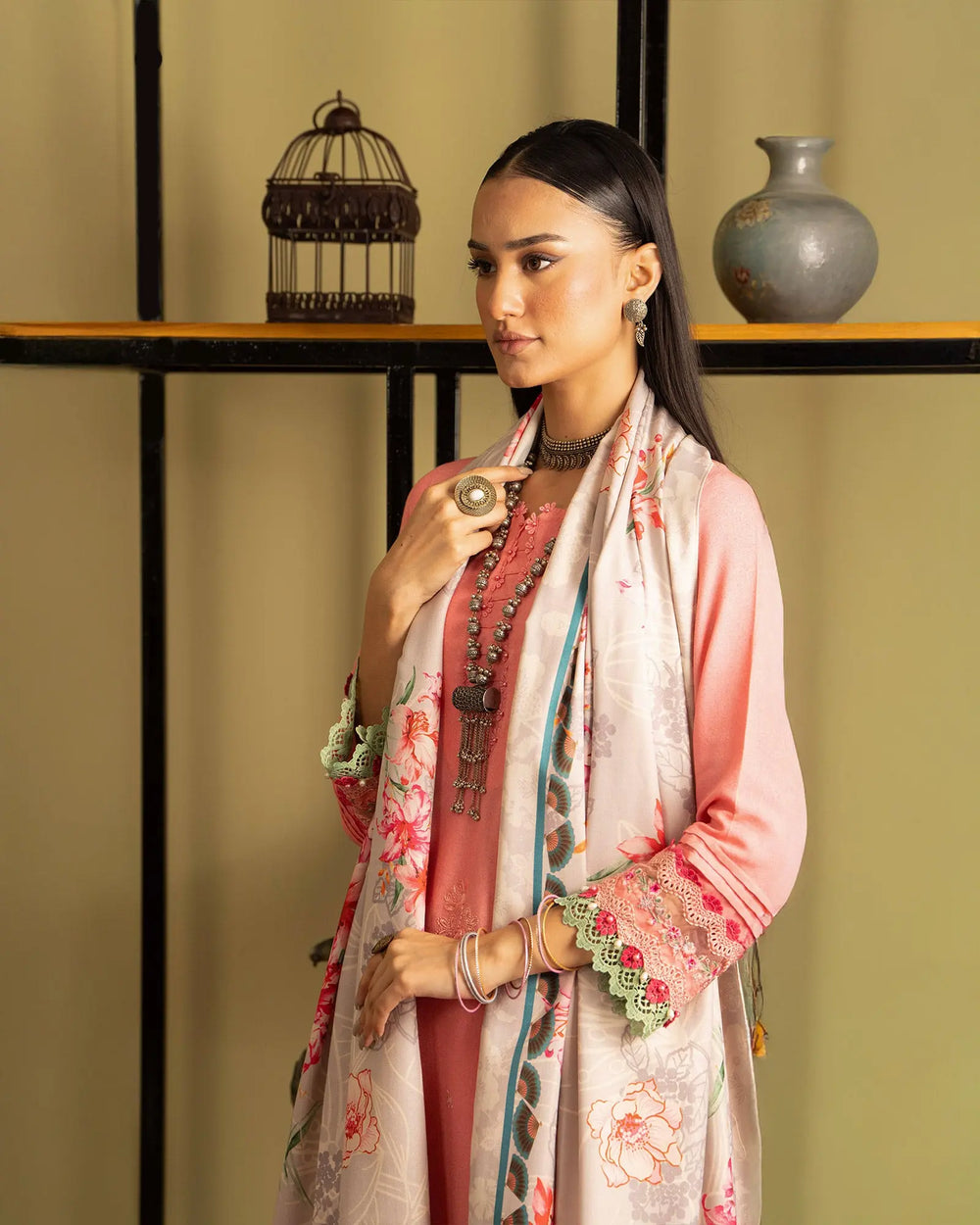 3 Piece - Embroidered Karandi Suit Unstitched | UNFF051-K.LN - Sha Posh Textile