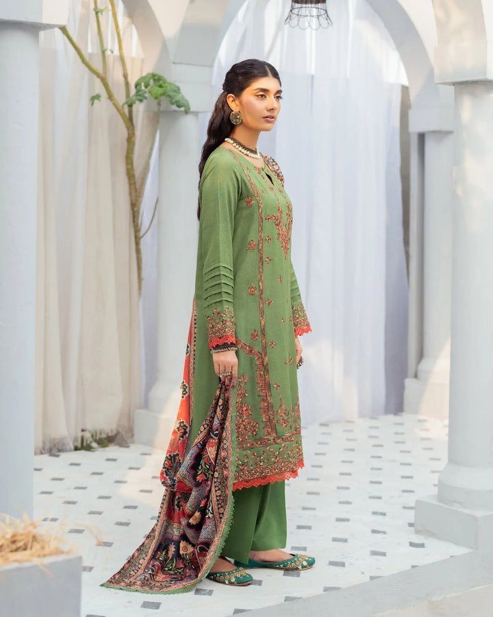 3 Piece - Embroidered Karandi Suit Unstitched | UNFF055-K.LN - Sha Posh Textile