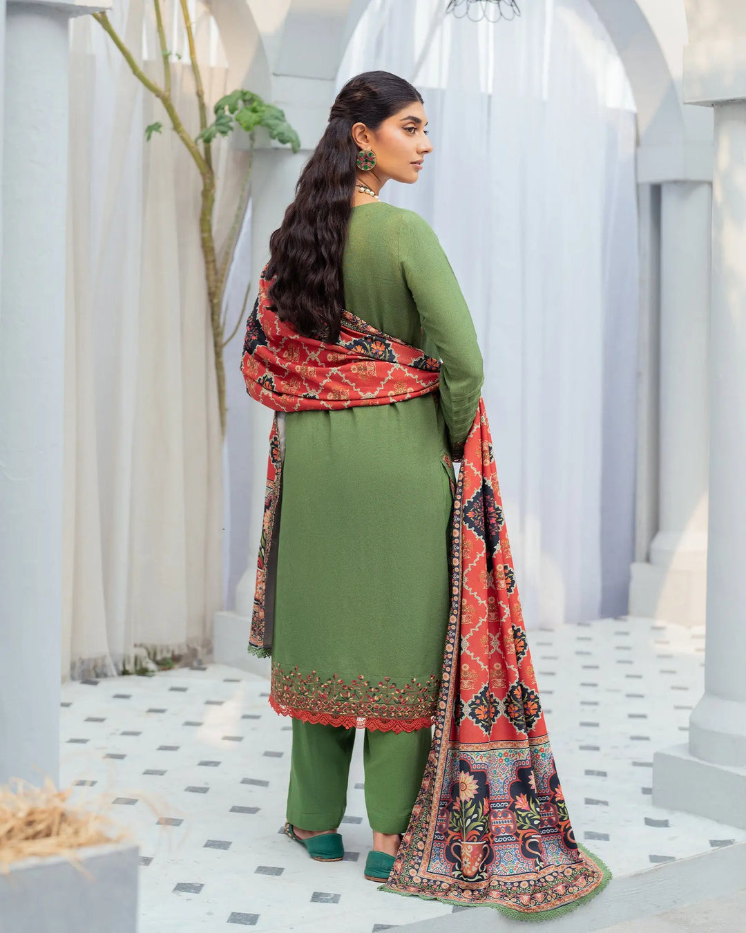 3 Piece - Embroidered Karandi Suit Unstitched | UNFF055-K.LN - Sha Posh Textile