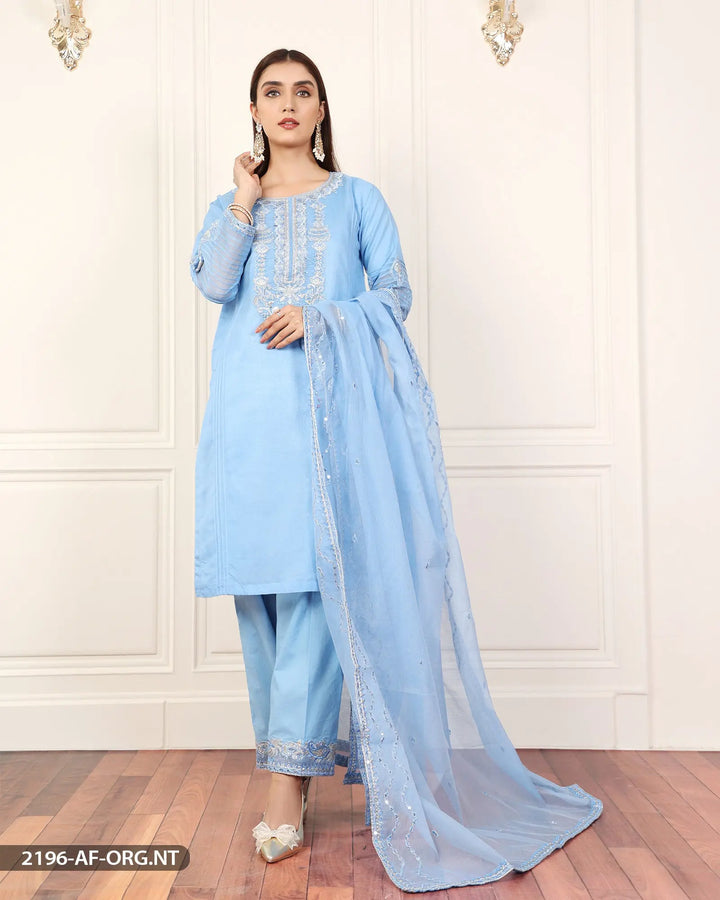3 Piece Embroidered Organza Net Suit | 2196-AF-B.NET Sha Posh Textile