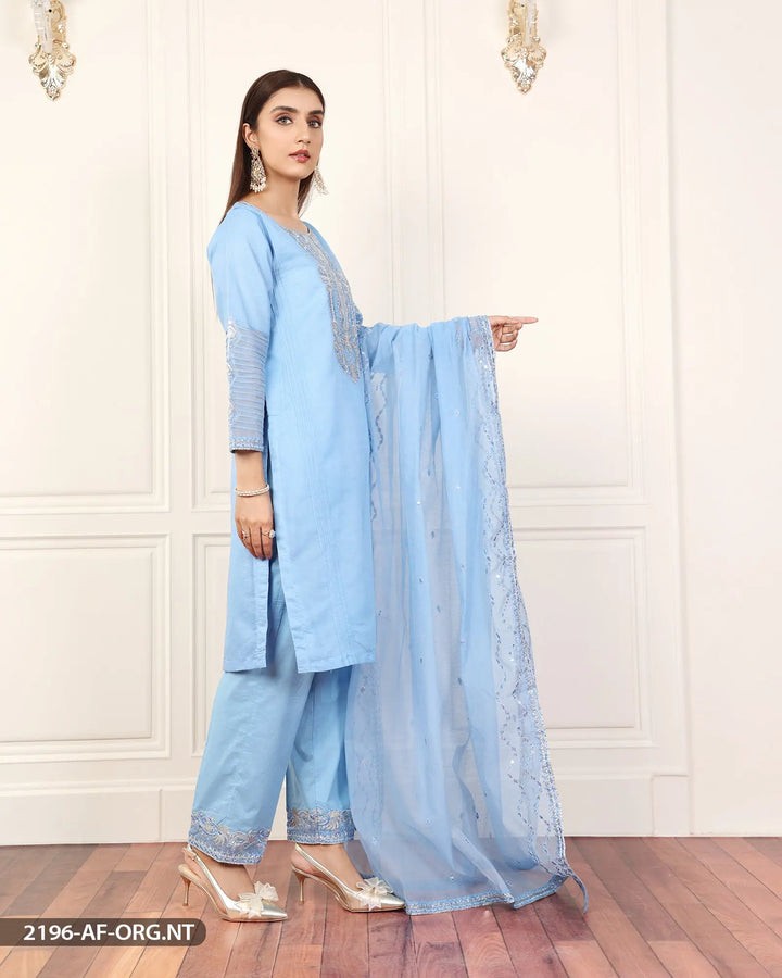 3 Piece Embroidered Organza Net Suit | 2196-AF-B.NET Sha Posh Textile