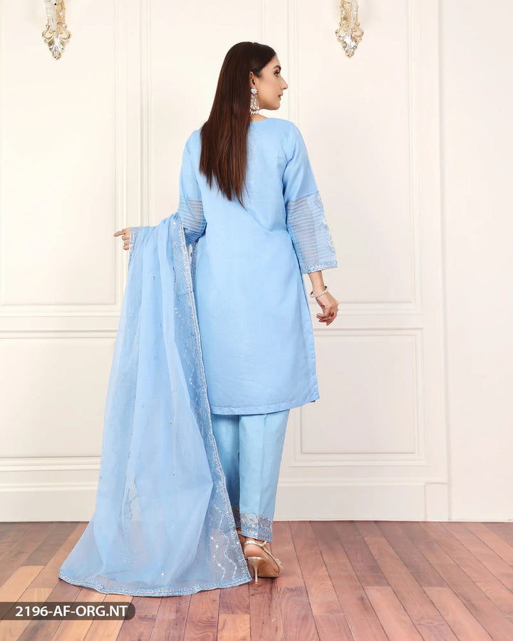 3 Piece Embroidered Organza Net Suit | 2196-AF-B.NET Sha Posh Textile
