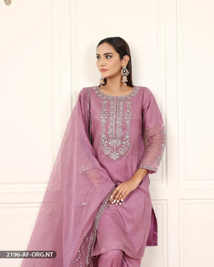 3 Piece Embroidered Organza Net Suit | 2196-AF-B.NET Sha Posh Textile