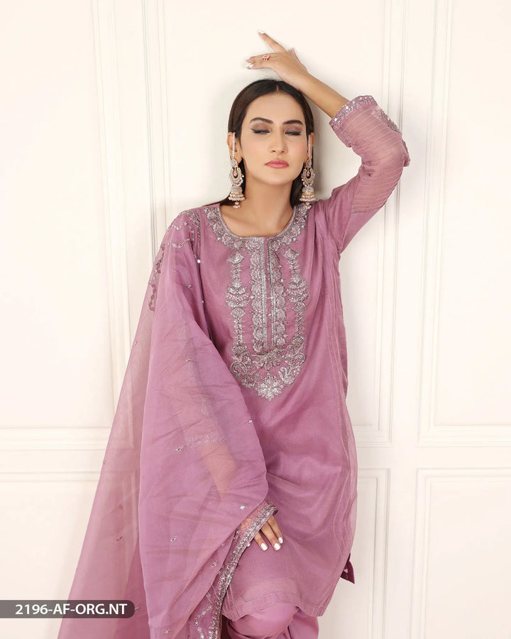 3 Piece Embroidered Organza Net Suit | 2196-AF-B.NET Sha Posh Textile