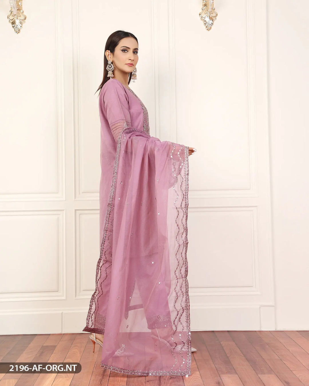 3 Piece Embroidered Organza Net Suit | 2196-AF-B.NET Sha Posh Textile