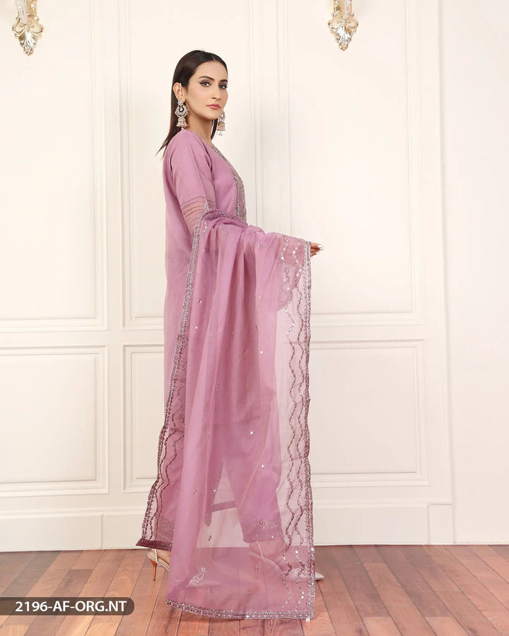 3 Piece Embroidered Organza Net Suit | 2196-AF-B.NET Sha Posh Textile