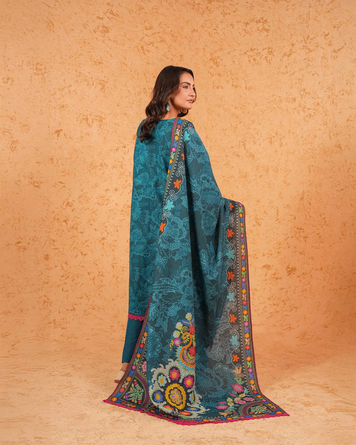 3 Piece - Embroidered Printed Khaddar Suit Unstitched | UNFF026-KD - Sha Posh Textile