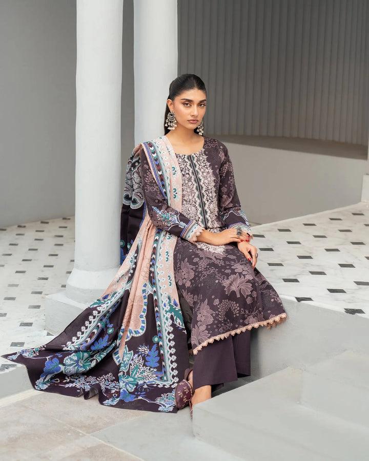 3 Piece - Embroidered Printed Khaddar Suit Unstitched | UNFF032-KD - Sha Posh Textile
