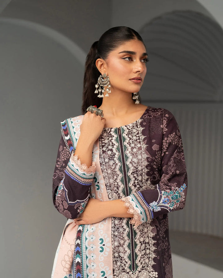 3 Piece - Embroidered Printed Khaddar Suit Unstitched | UNFF032-KD - Sha Posh Textile