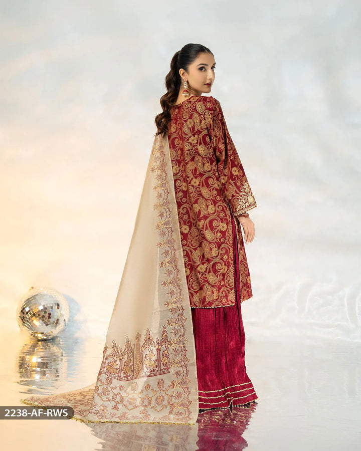 3 Piece Embroidered Suit | 2238-AF-RWS - Sha Posh Textile