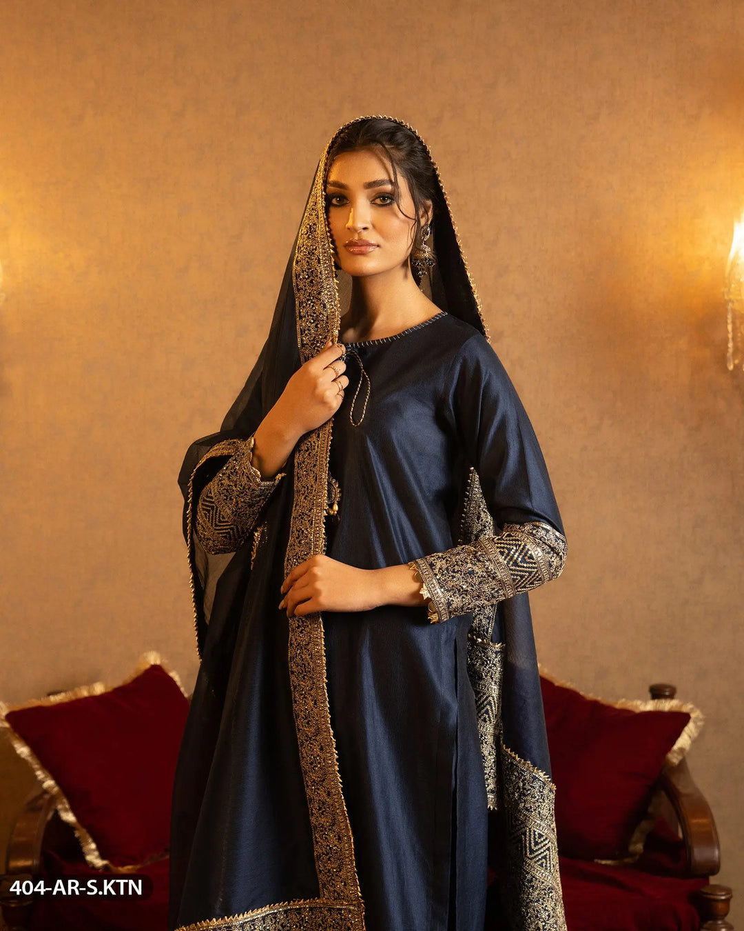 3 Piece Embroidered Suit | 404-AR-S.KTN Sha Posh Textile