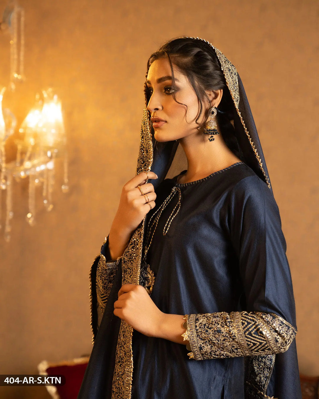 3 Piece Embroidered Suit | 404-AR-S.KTN Sha Posh Textile