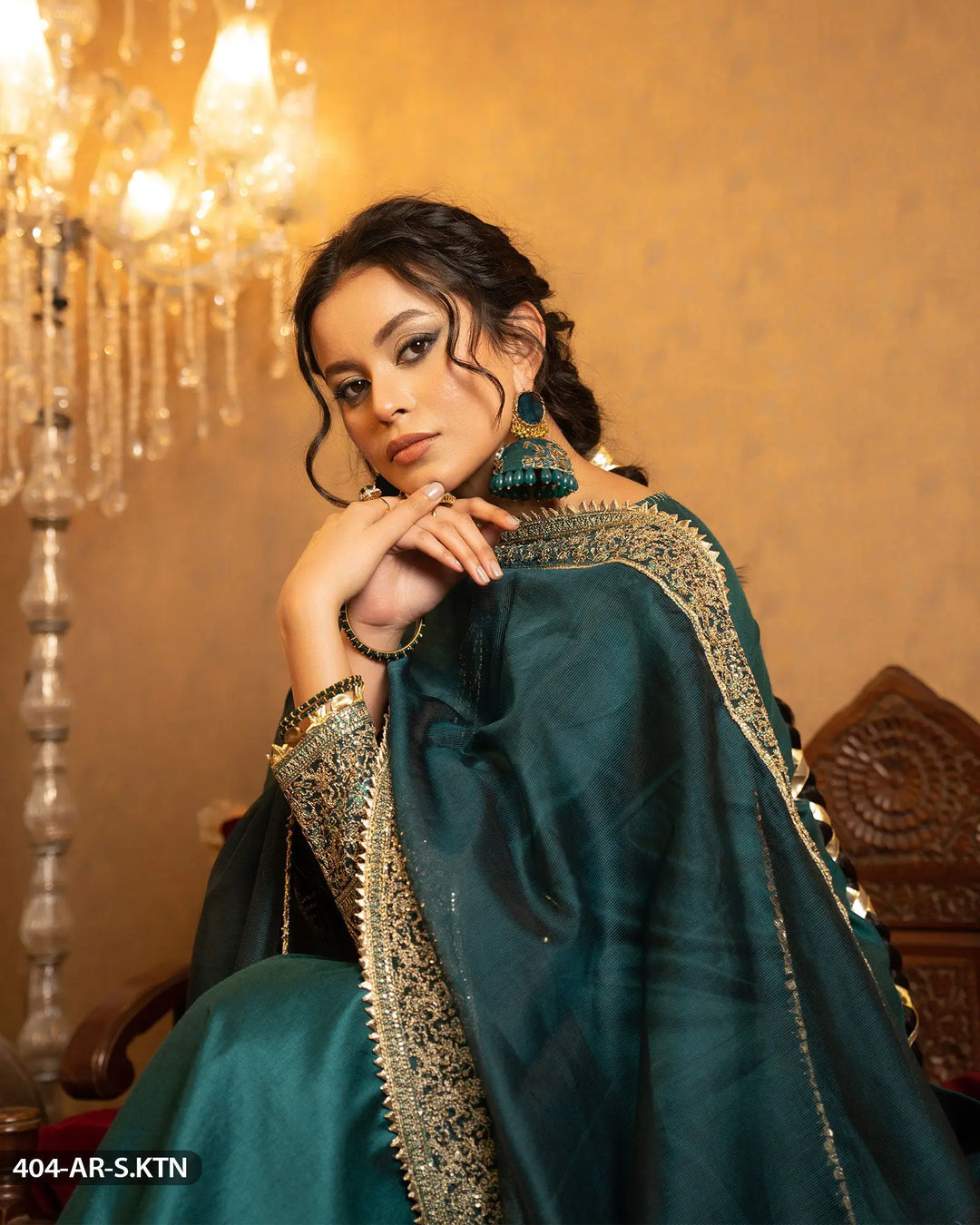 3 Piece Embroidered Suit | 404-AR-S.KTN Sha Posh Textile