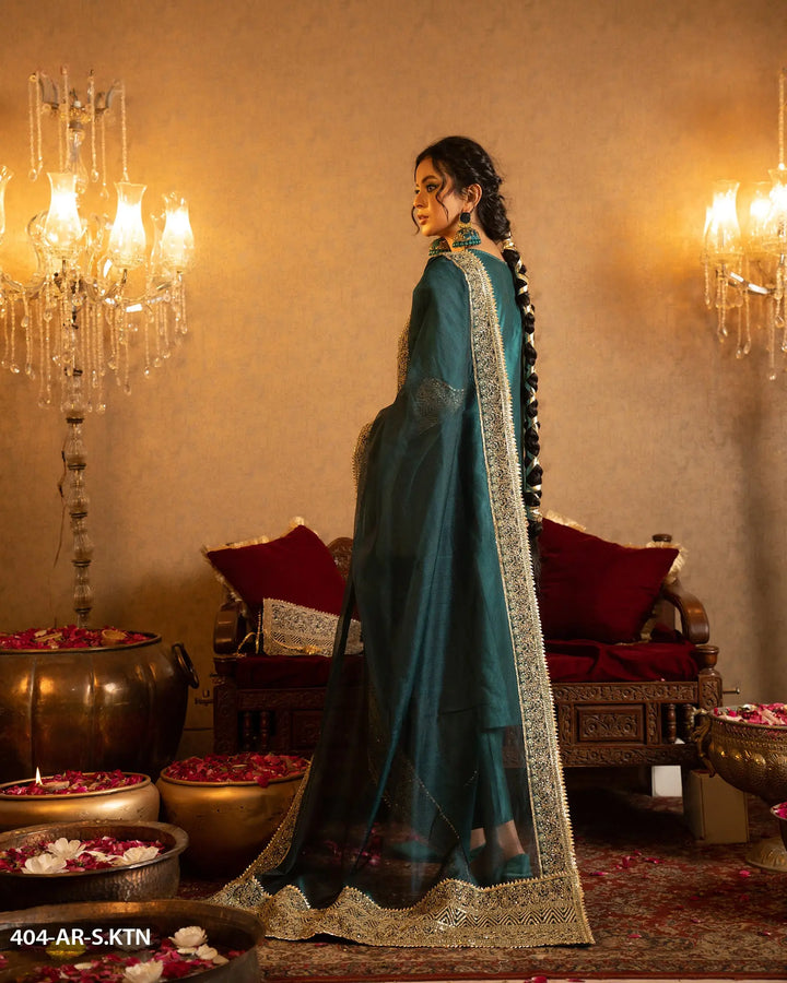 3 Piece Embroidered Suit | 404-AR-S.KTN Sha Posh Textile