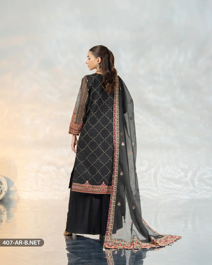 3 Piece Embroidered Suit | 407-AR-B.NET - Sha Posh Textile
