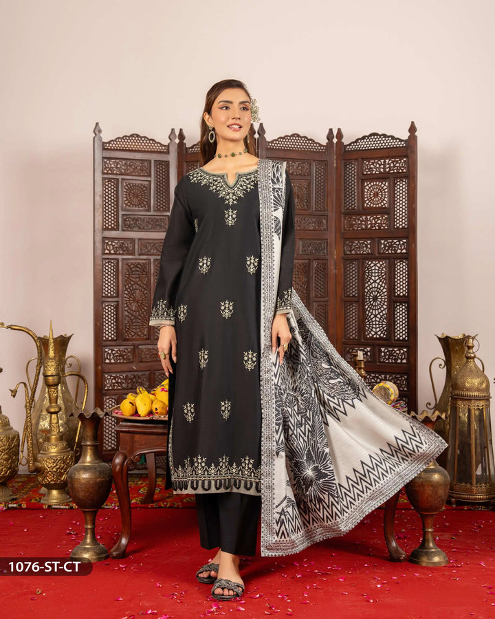 3 Piece Jacquard Cotton Suit | 1076-ST-J.CT - Sha Posh Textile