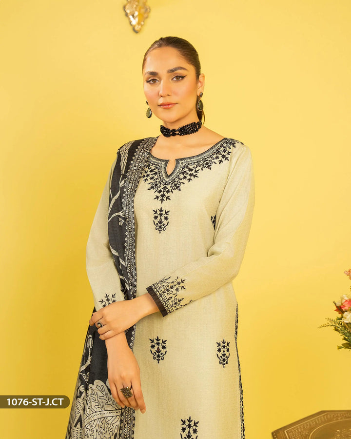 3 Piece Jacquard Cotton Suit | 1076-ST-J.CT - Sha Posh Textile