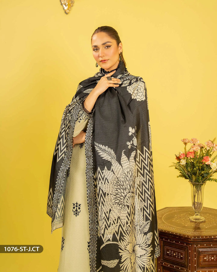 3 Piece Jacquard Cotton Suit | 1076-ST-J.CT - Sha Posh Textile