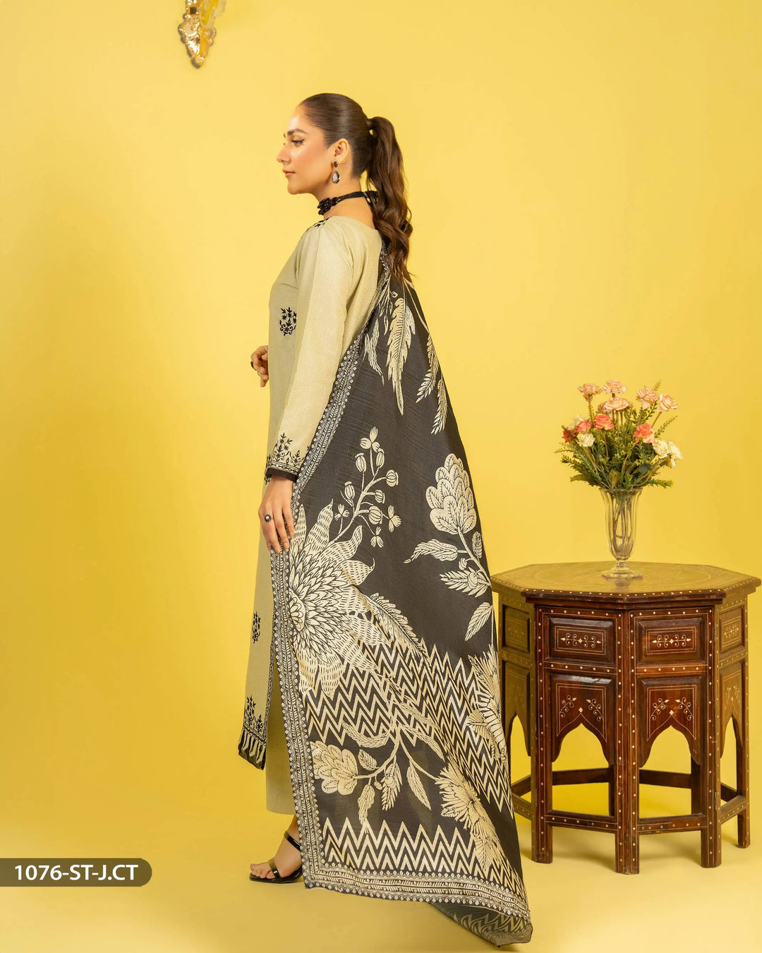 3 Piece Jacquard Cotton Suit | 1076-ST-J.CT - Sha Posh Textile