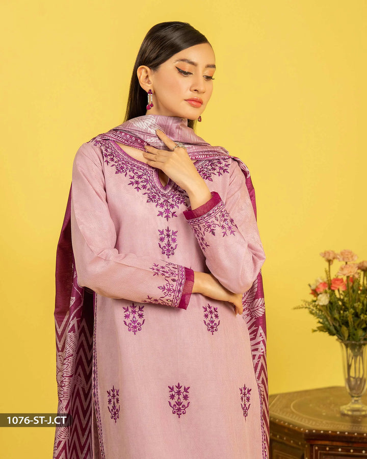 3 Piece Jacquard Cotton Suit | 1076-ST-J.CT - Sha Posh Textile