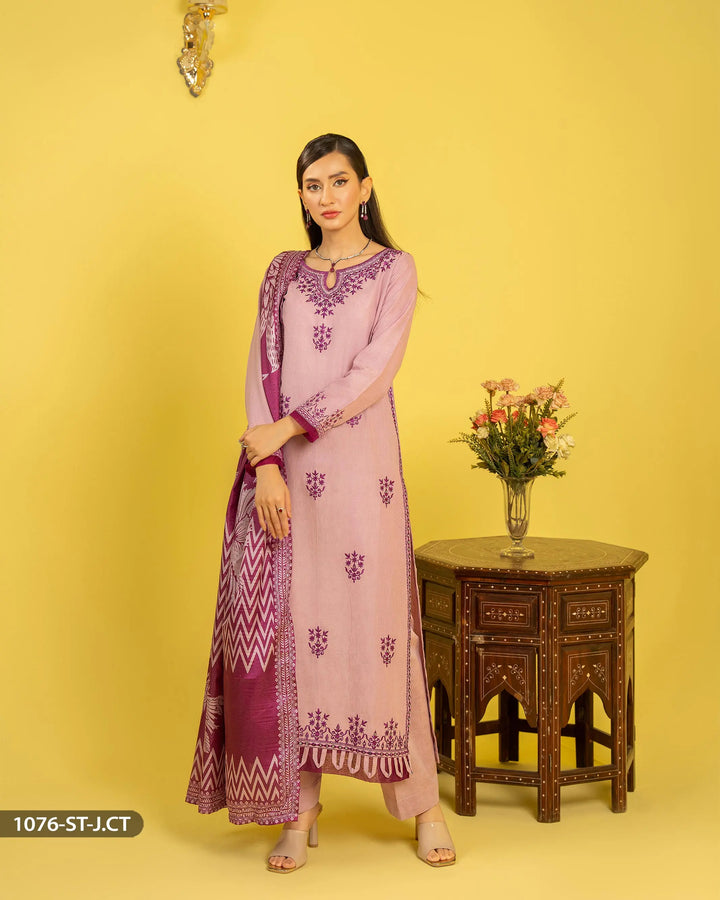 3 Piece Jacquard Cotton Suit | 1076-ST-J.CT - Sha Posh Textile