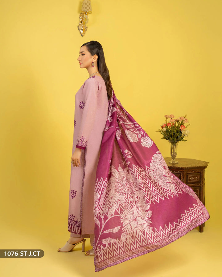 3 Piece Jacquard Cotton Suit | 1076-ST-J.CT - Sha Posh Textile
